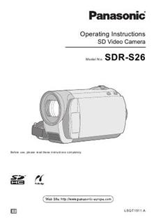 Panasonic SDR S 26 manual. Camera Instructions.